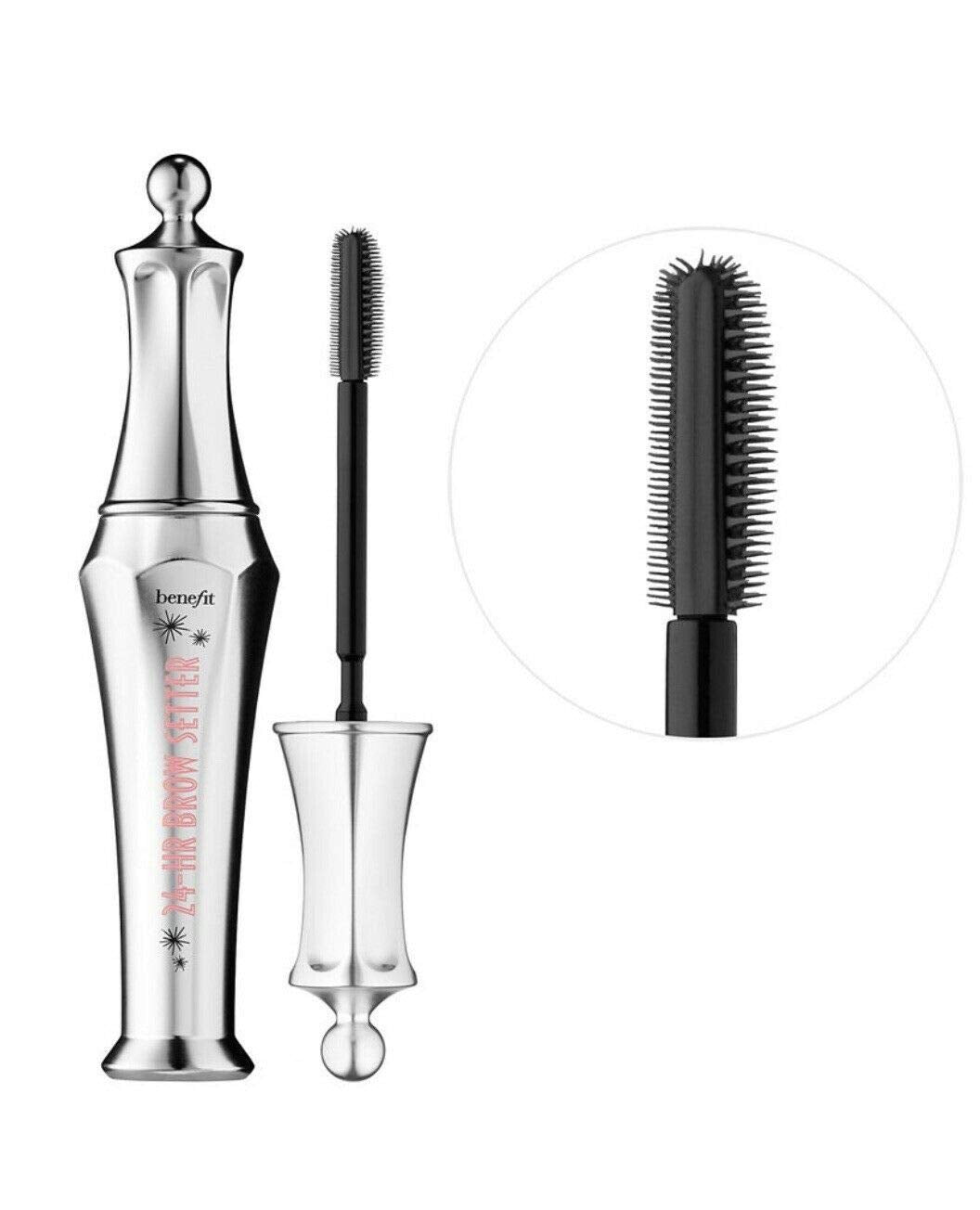 Benefit 24-hr Brow Setter wand demonstrates root-to-tip coverage with a clear finish