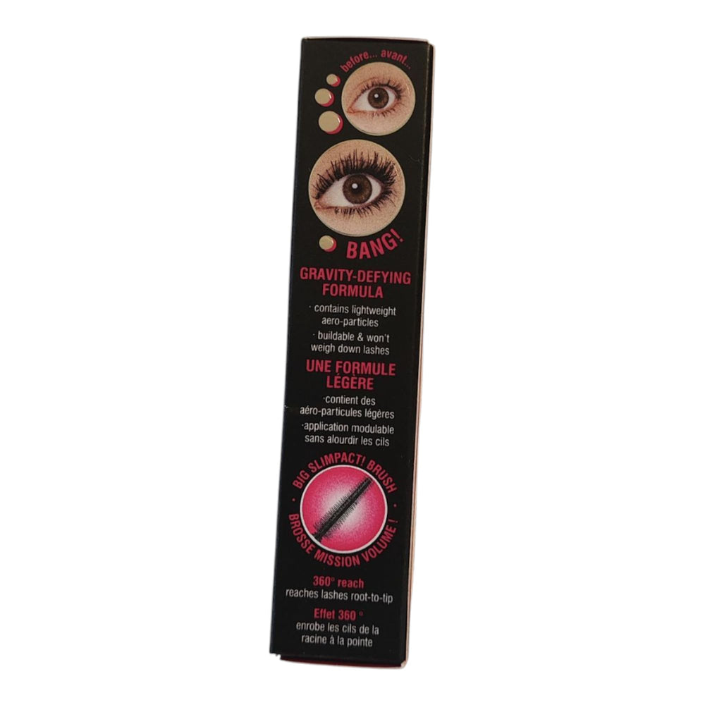 Benefit Bad Gal Bang mascara brush close-up demonstrates 360 reach for volume.