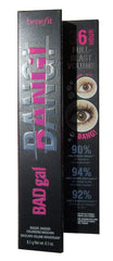 Benefit Bad Gal Bang mascara wand closeup highlights aero-particle formula for lightweight lift.