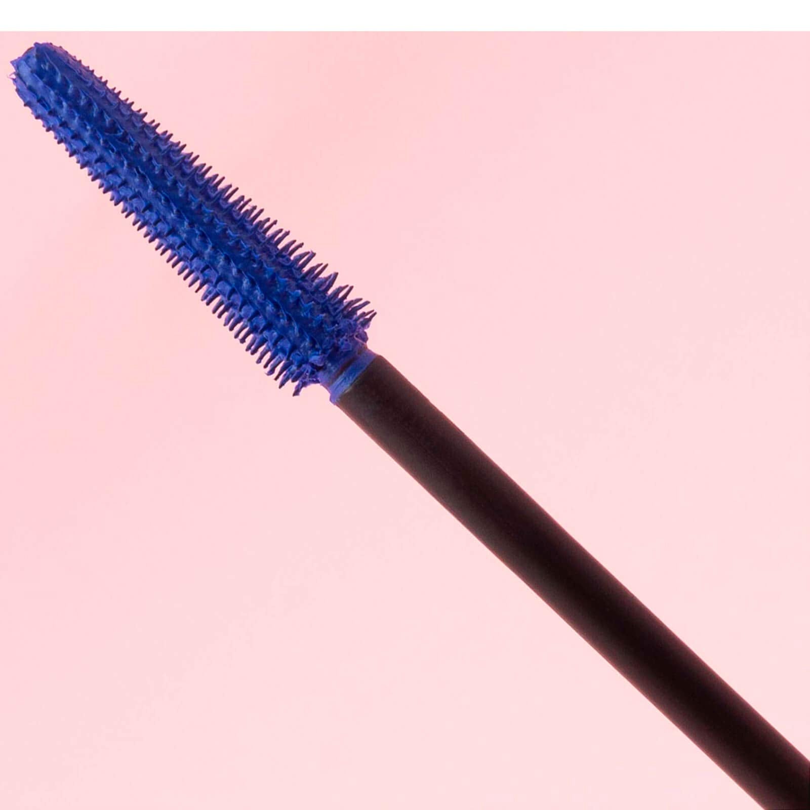 Benefit BADgal BANG blue lashes close-up highlights bold color and volume.