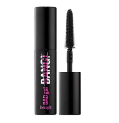 Benefit Bad Gal Bang Mascara Mini bottle closeup showing dense, volumized lashes