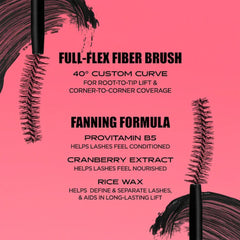 Benefit Fan Fest Mascara lashes before after demonstrate fanned-out lift and definition