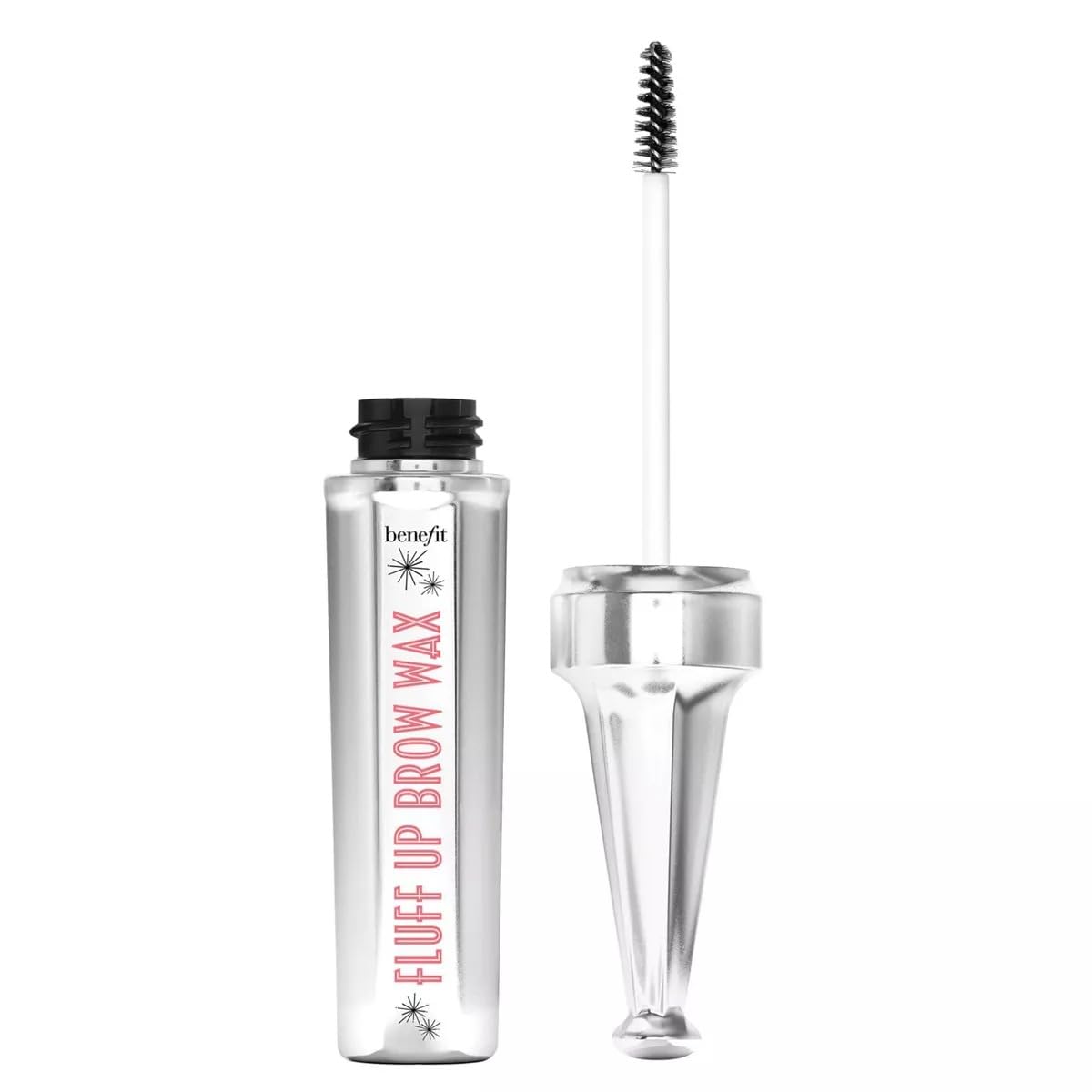 Benefit Fluff Up Brow Wax jar closeup shows a clear formula for feathered brows