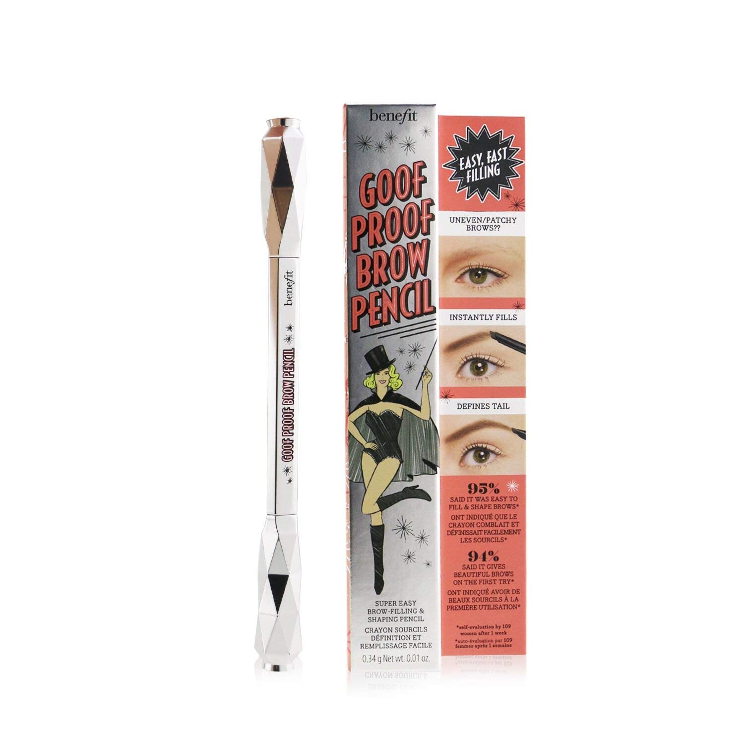 Benefit Goof Proof Brow Pencil fill and shape with wide tear-drop tip for easy color build.