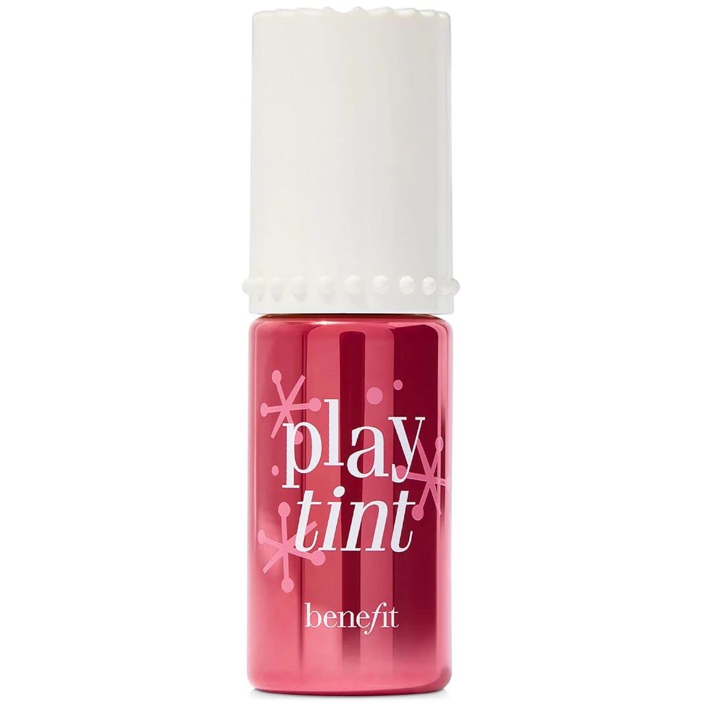 Benefit Playtint pink lemonade stain applicator close-up, precise glide for lips and cheeks.