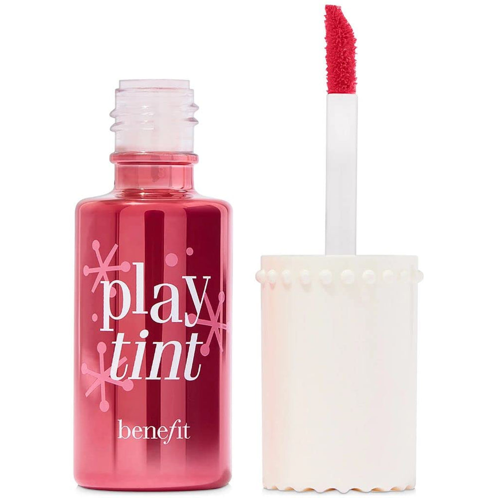 Benefit Playtint pink lemonade stain lip swatches showing natural sheer color.