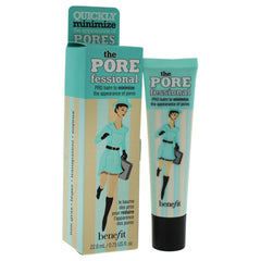 Benefit POREfessional primer bottle close-up showcasing silky texture for smoother skin.