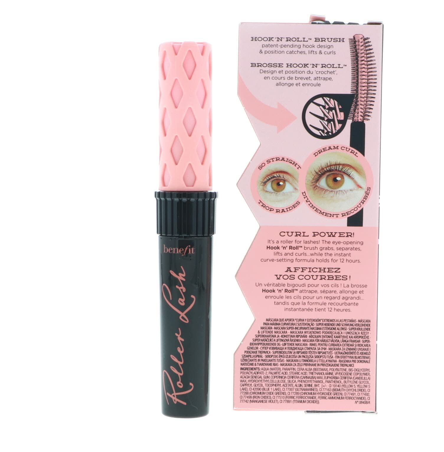 Benefit Roller Lash lift and separate demonstrates long lasting curl without clumps