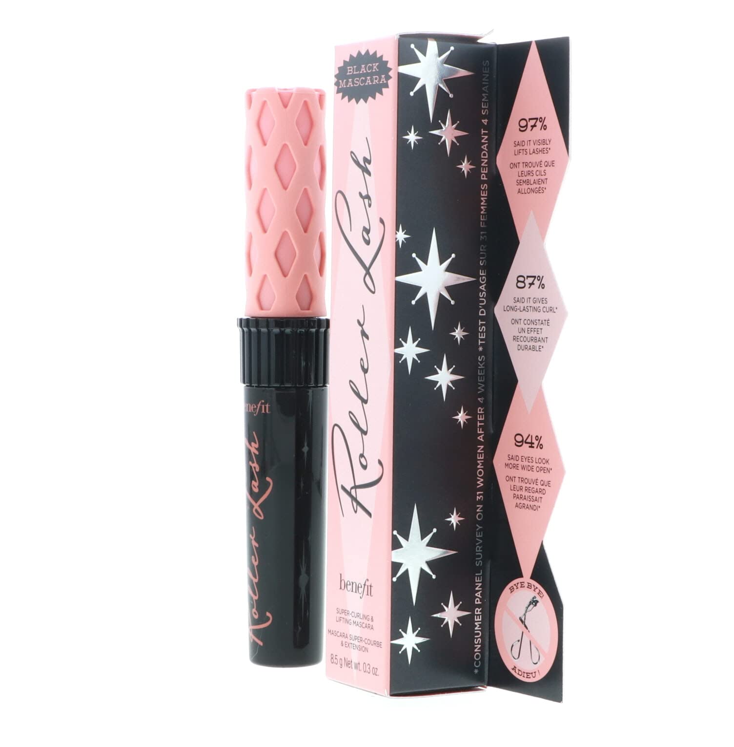 Benefit Roller Lash packaging highlights compact travel-friendly design