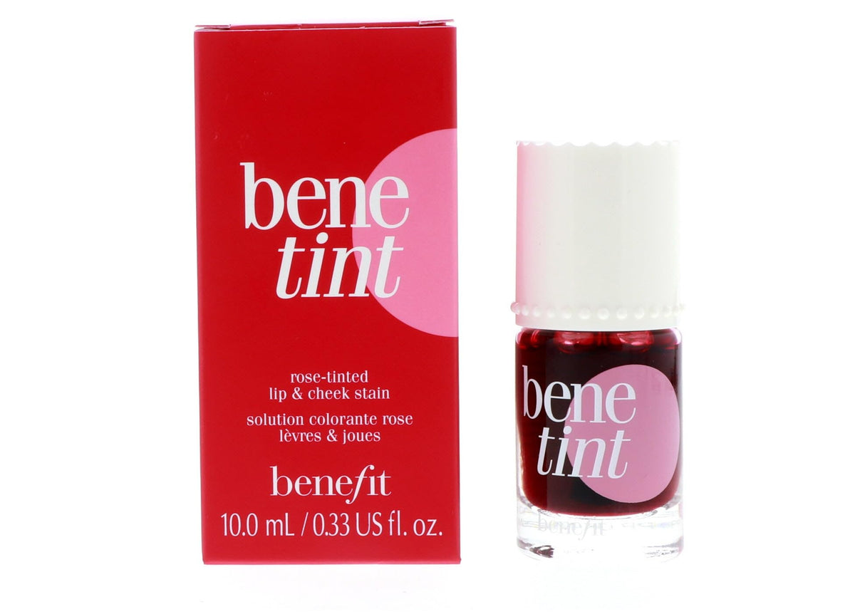 Benefit Benetint bottle closeup showing rose tint for long-lasting color