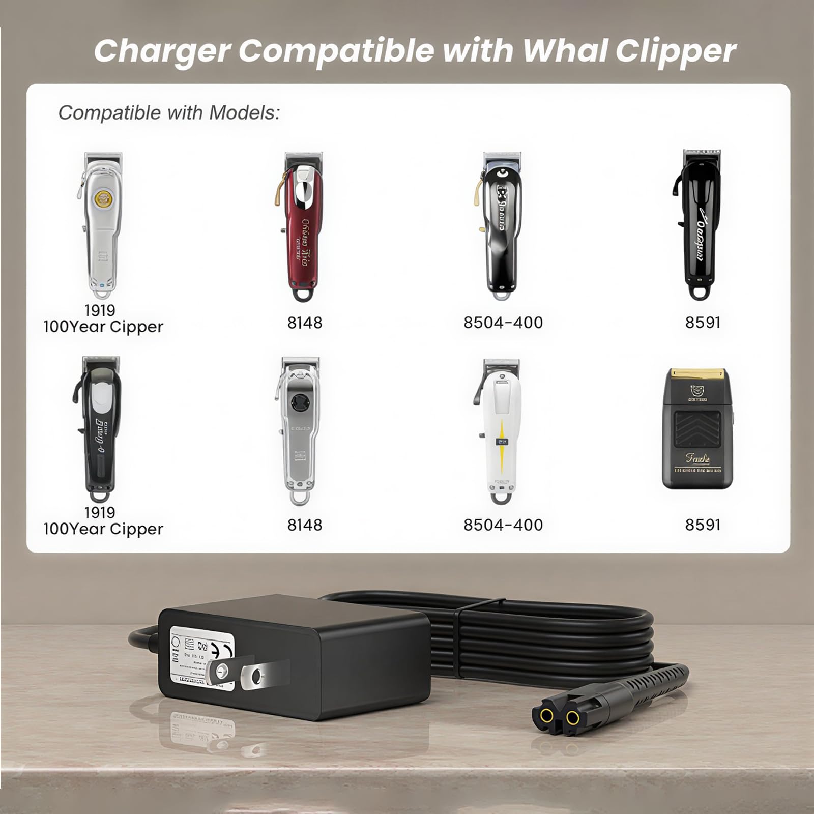 BENSN 4V charger compatible with Wahl 5-Star models for versatile use.