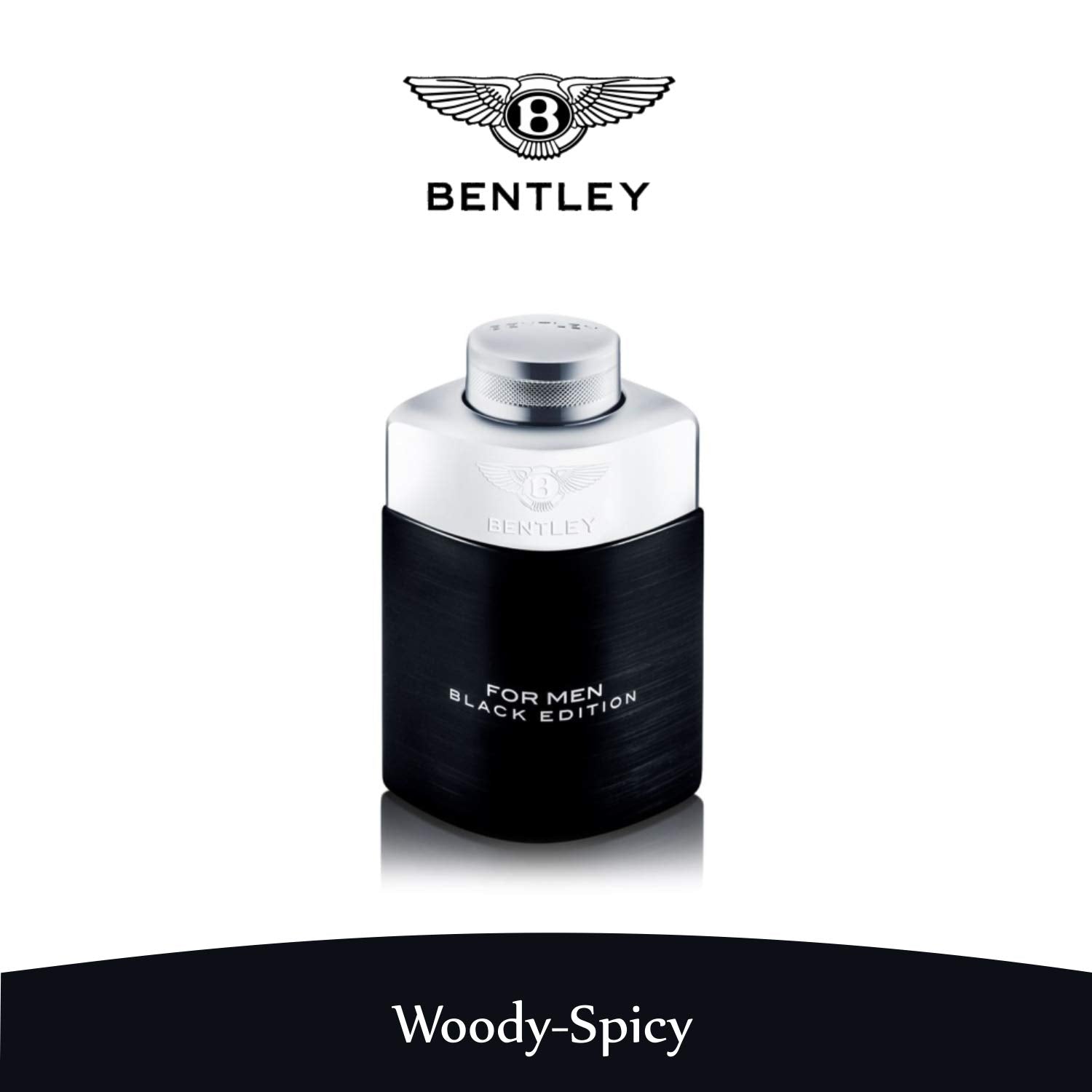 Bentley Black Edition Men EDP spray closeup, long-lasting oriental-spicy impression.