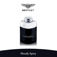 Bentley Black Edition Men EDP spray closeup, long-lasting oriental-spicy impression.