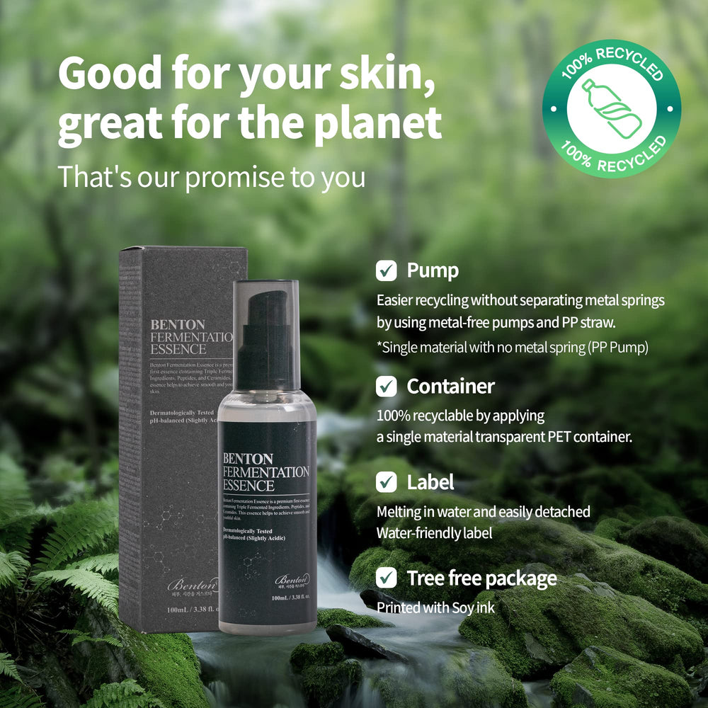 BENTON Fermentation Essence texture swatch shows dense yet watery, non-sticky skin care.