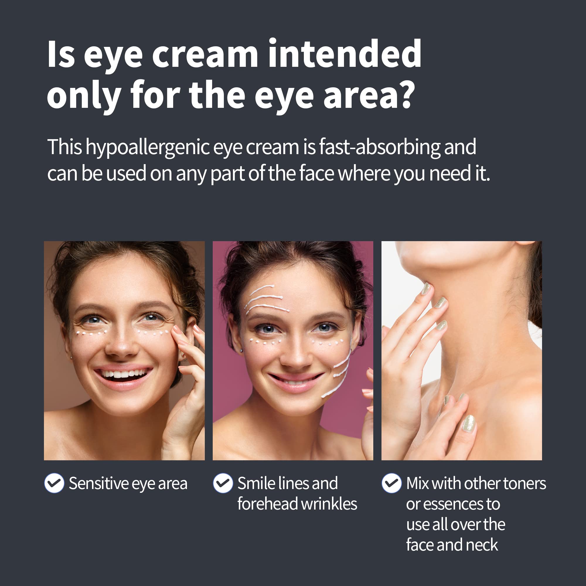 BENTON Fermentation Eye Cream tube application image hints quick absorption