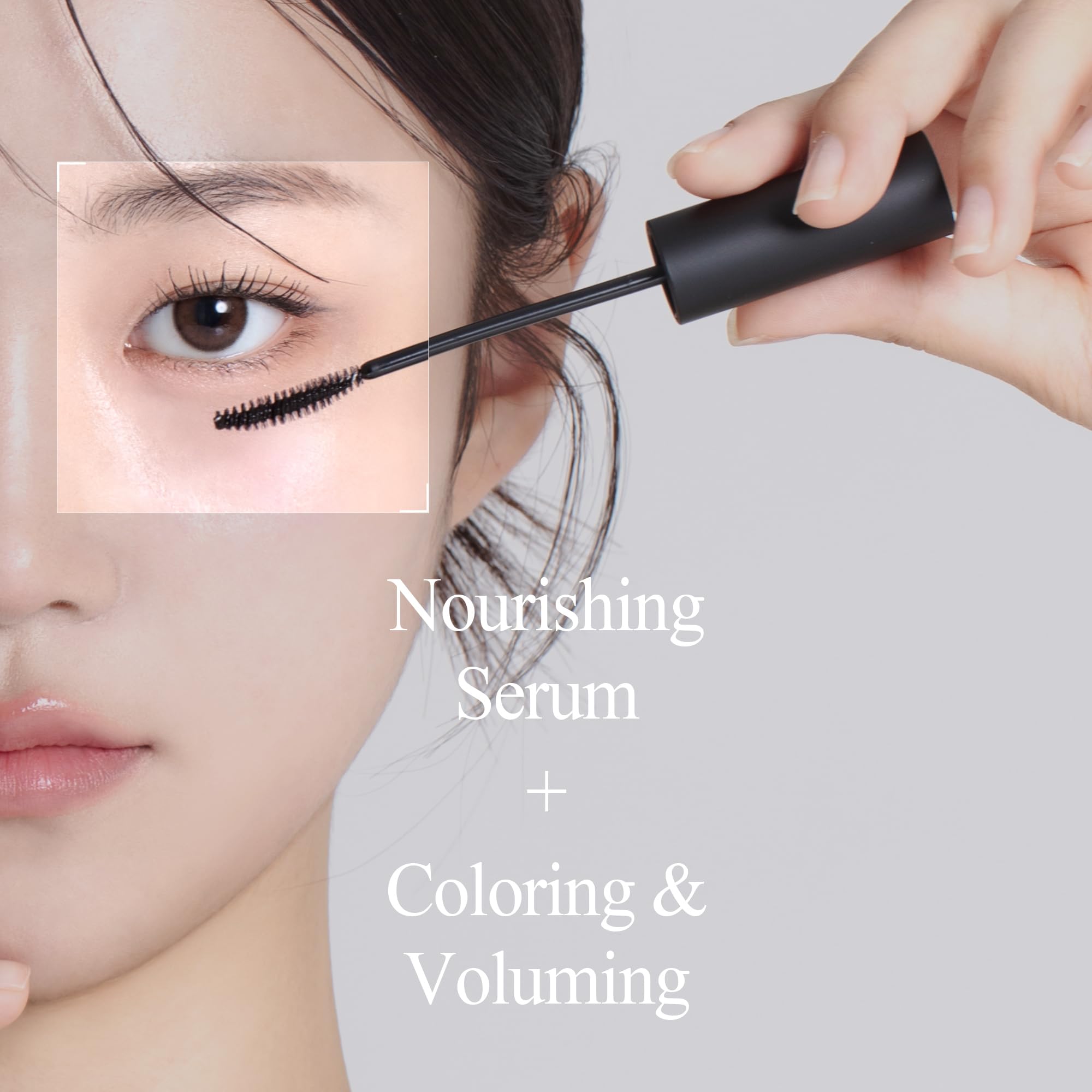 BENTON Honest Black Eyelash Serum tint-on-lashes demonstrates bold definition without smudging.