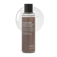BENTON Snail Bee High Content Toner bottle closeup highlights snail mucin for balanced, nourished skin