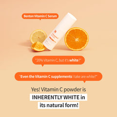 Benton Vitamin C Serum cream-like texture swatch on skin, implying gentle absorption