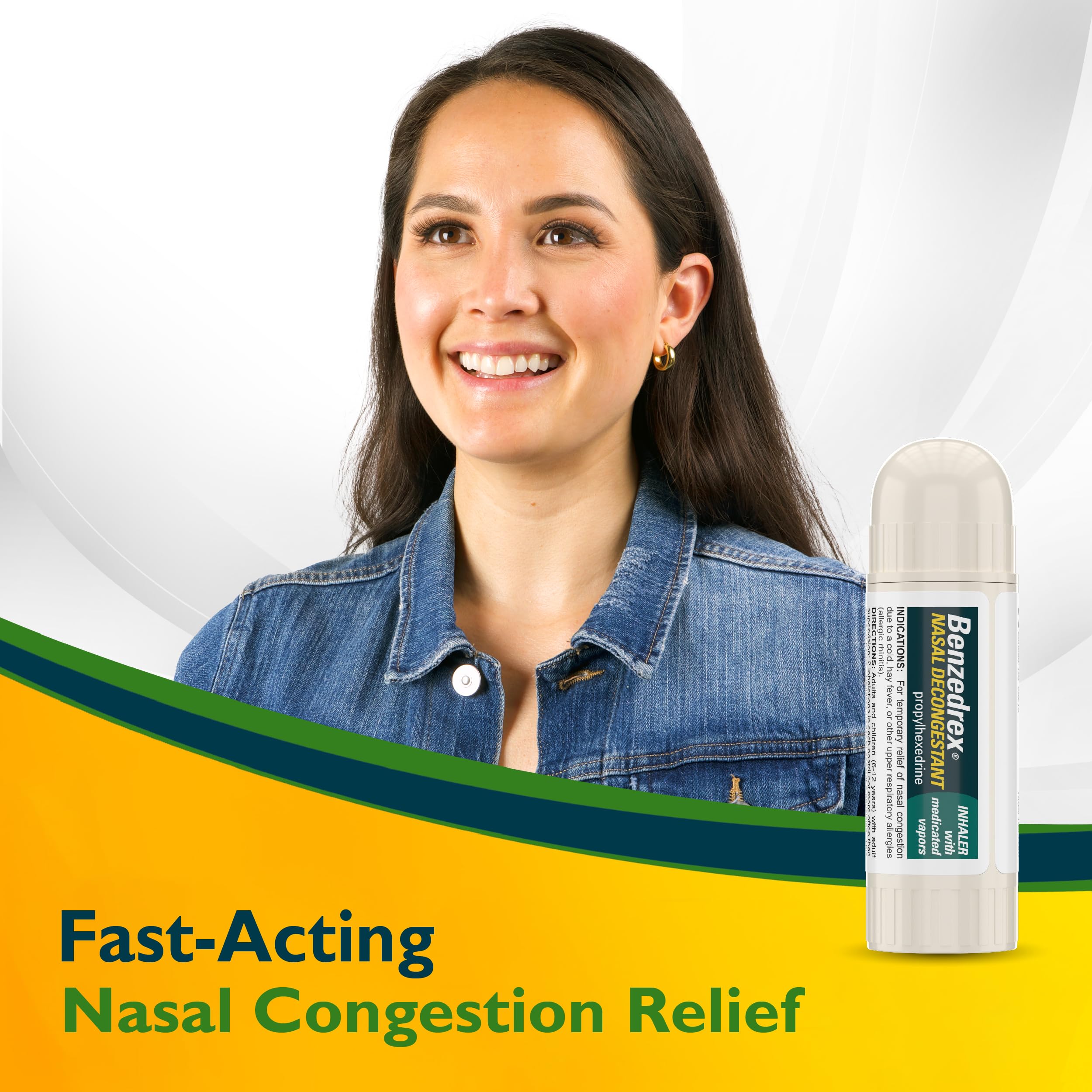 Benzedrex inhaler packaging box communicates product, quick relief potential.