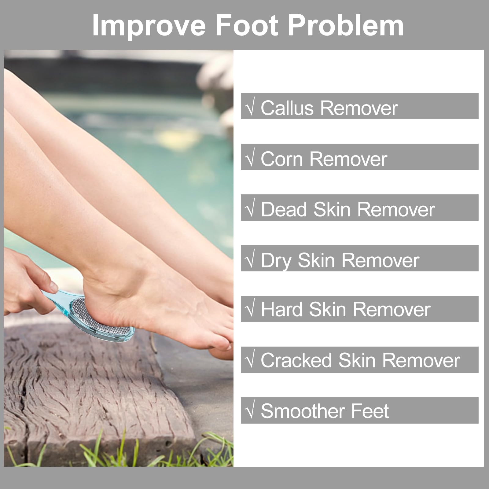 Beomeen ergonomic grip foot tool provides secure comfortable use.