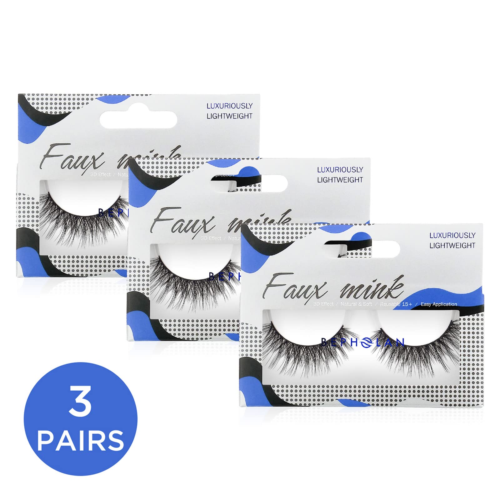 BEPHOLAN Lashes 3D super fluffy close-up demonstrating voluminous yet lightweight lashes.