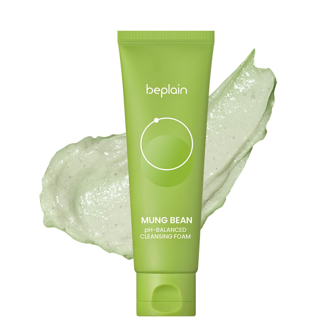 Beplain mung bean cleansing foam bottle for gentle daily cleansing on sensitive skin.