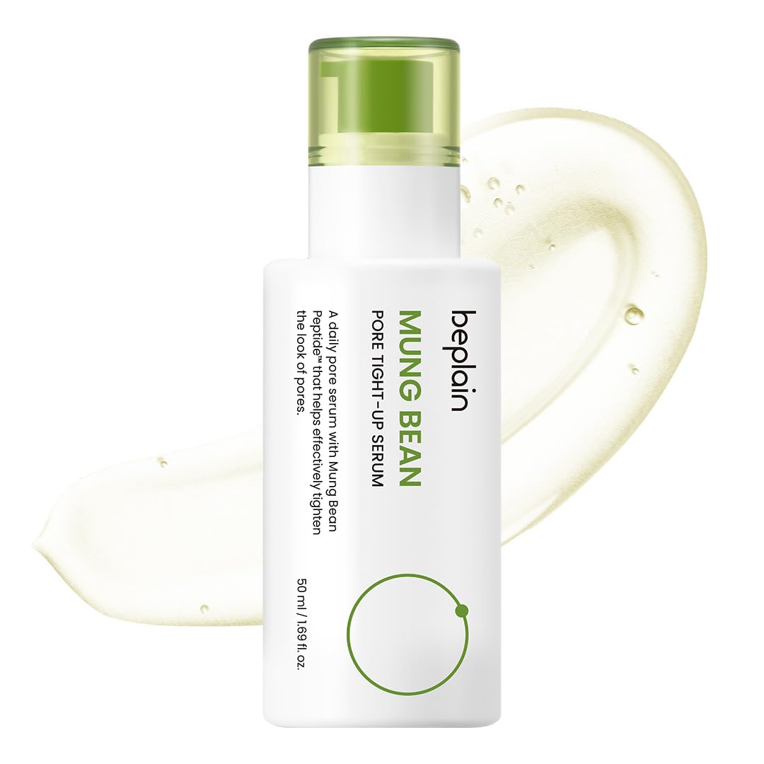 Beplain Mung Bean Pore Tight-Up Serum bottle close-up showing hydration and pore care