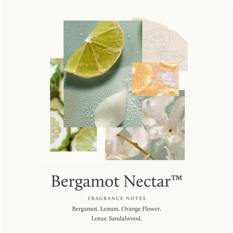 Thymes Bergamot Nectar fragrance notes close-up highlighting uplifting spa-like aromatics.
