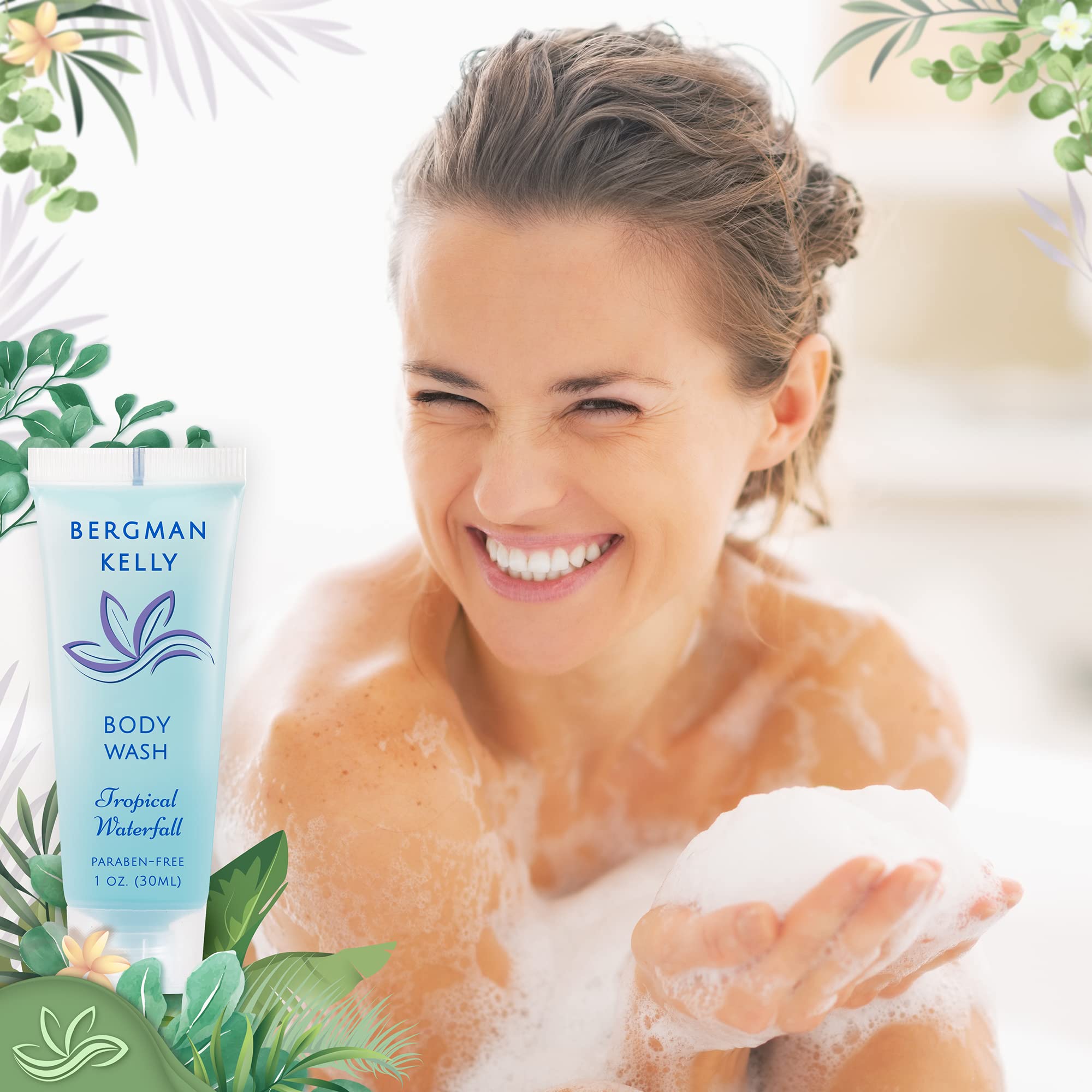 BERGMAN KELLY hotel bathroom display enhances guest refreshment with premium body wash.