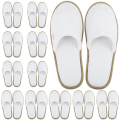 BERGMAN KELLY spa slippers closed-toe white with cocoa trim for guest comfort.