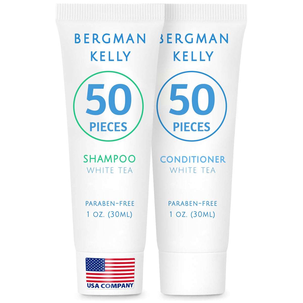 Bergman Kelly travel shampoo bottle, compact guest-room size for easy replenishment.