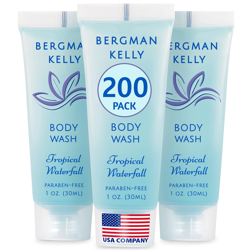 BERGMAN KELLY travel-size body wash tropical waterfall bottle delivers refreshing wake-up scent.