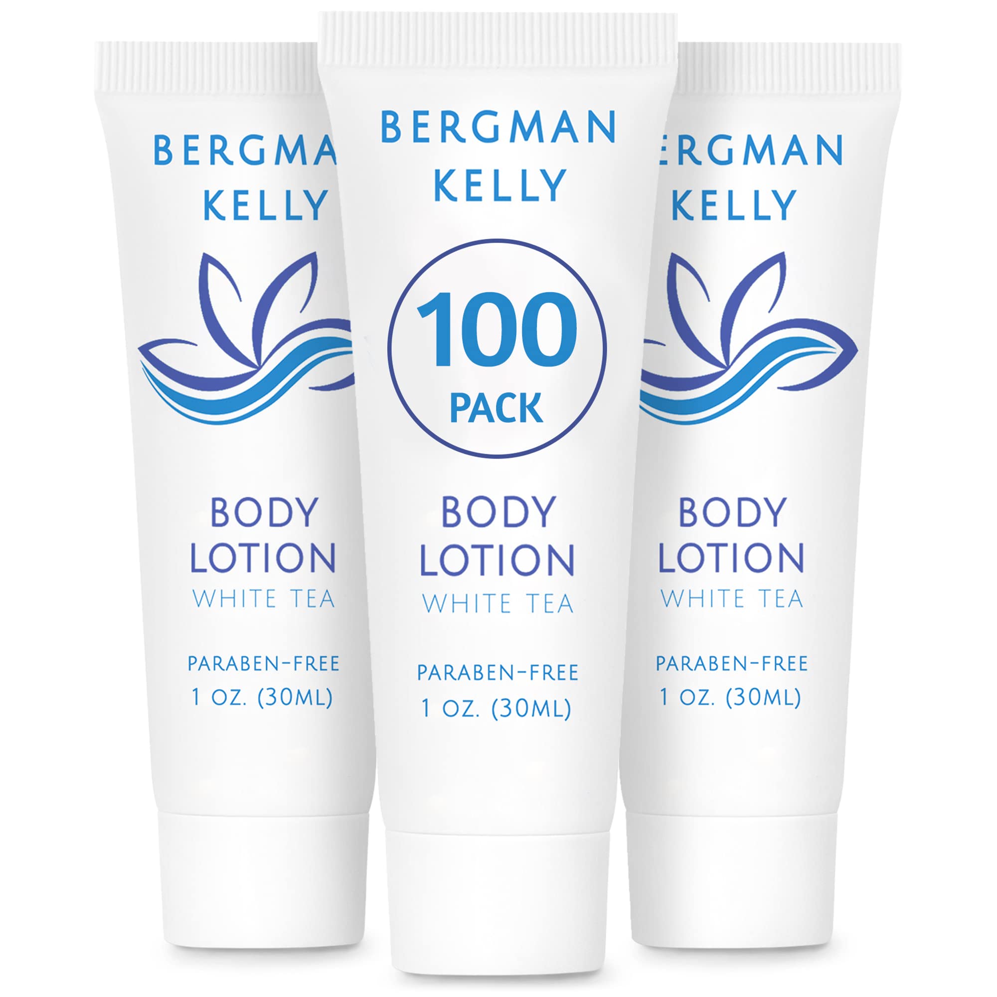 BERGMAN KELLY travel-size lotion foil-sealed 1oz for hygiene and travel convenience