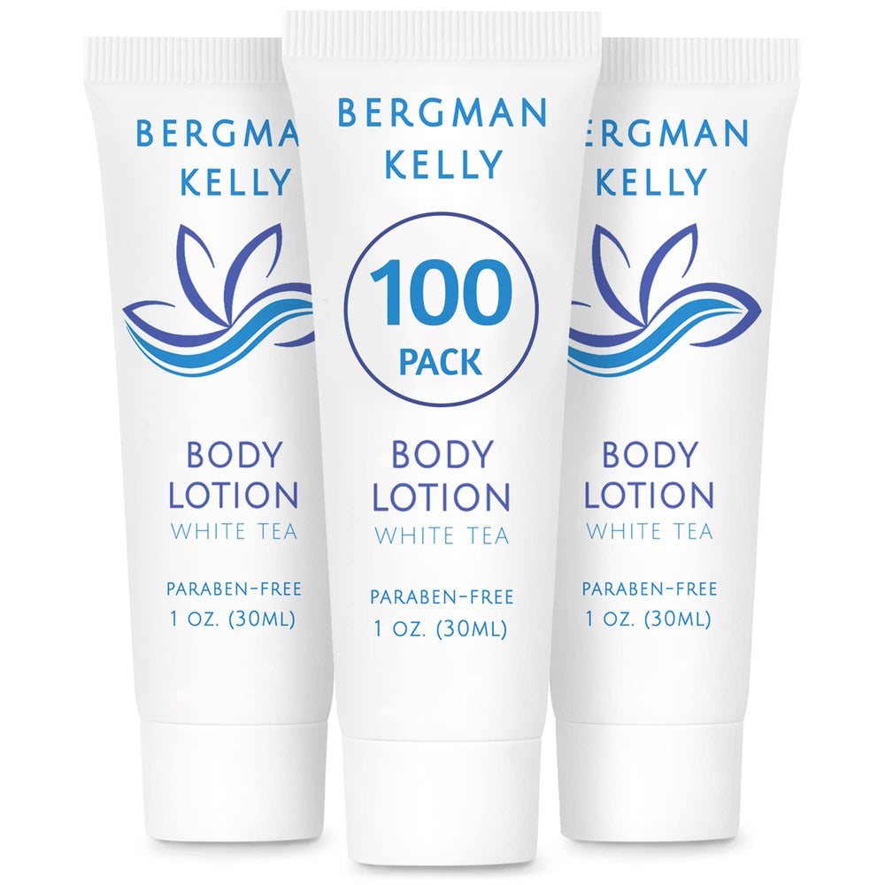 BERGMAN KELLY travel-size lotion foil-sealed 1oz for hygiene and travel convenience