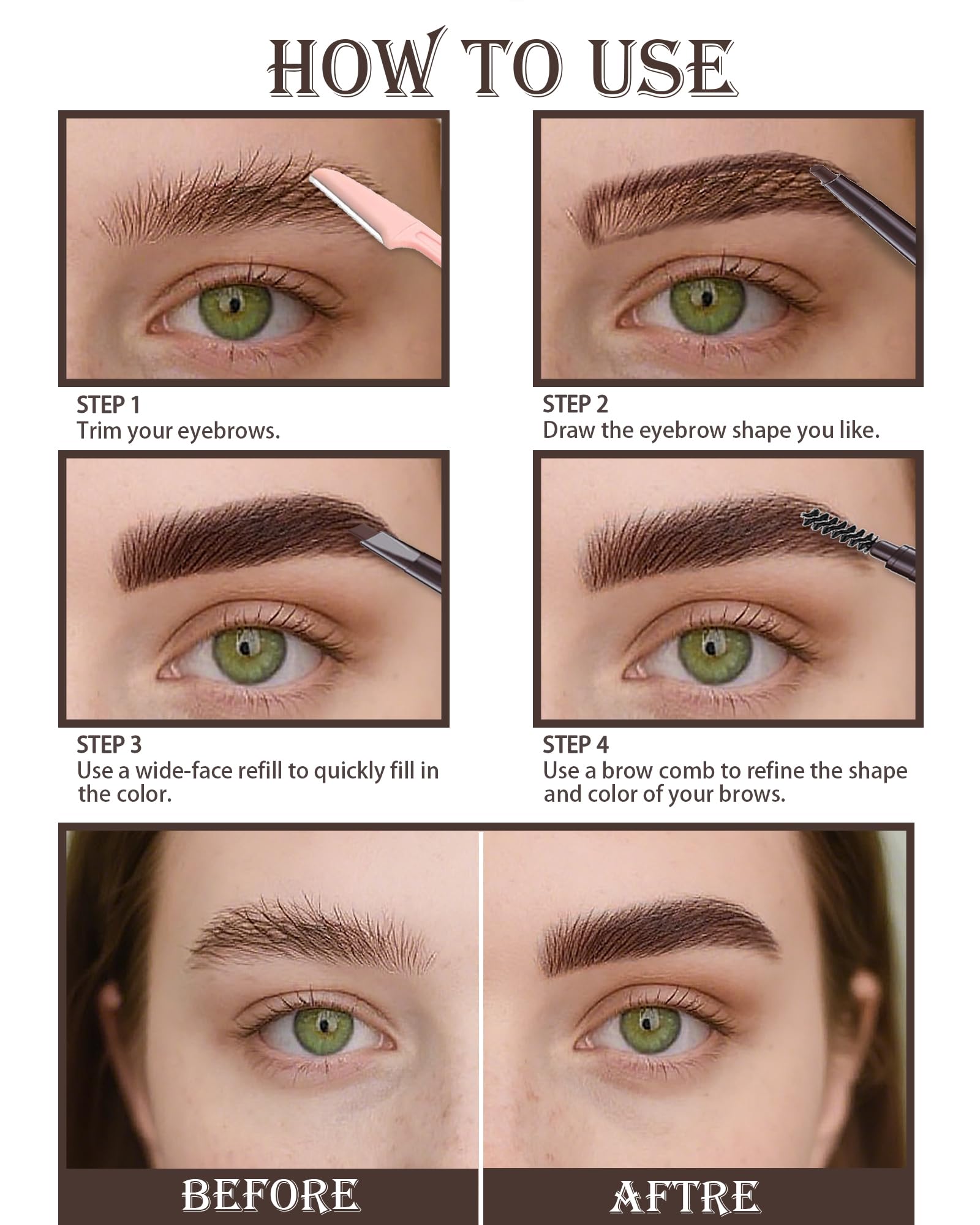 Berinist dark brown shade pencil enables effortless matching with hair