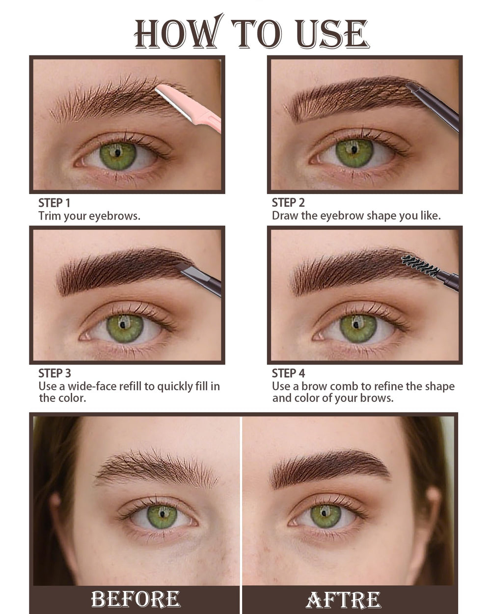 Berinist dark brown shade pencil enables effortless matching with hair