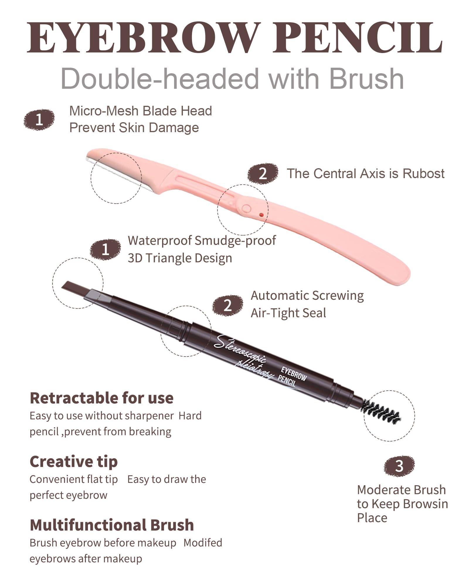Berinist brow brush end blends color for seamless natural-looking brows