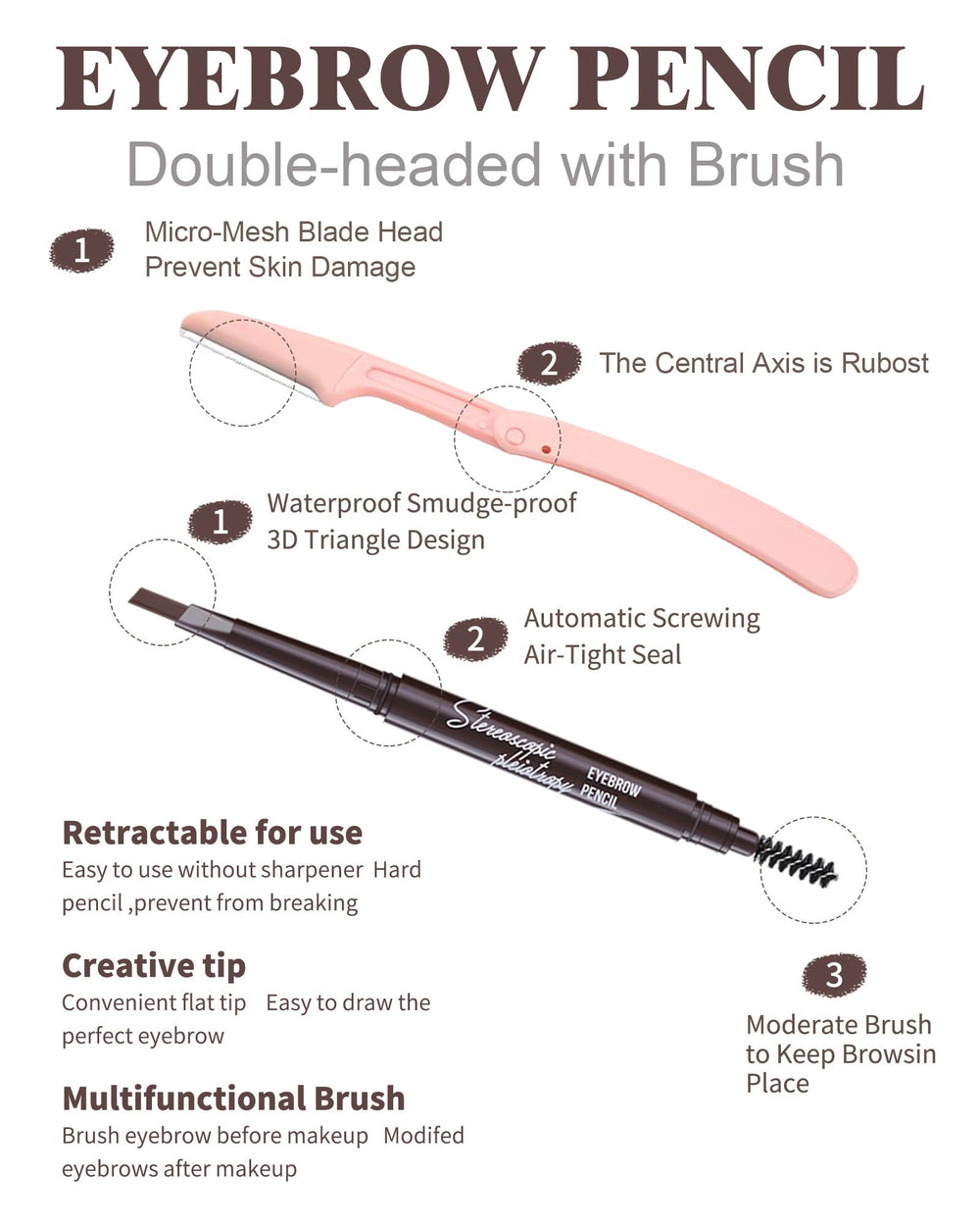 Berinist brow brush end blends color for seamless natural-looking brows