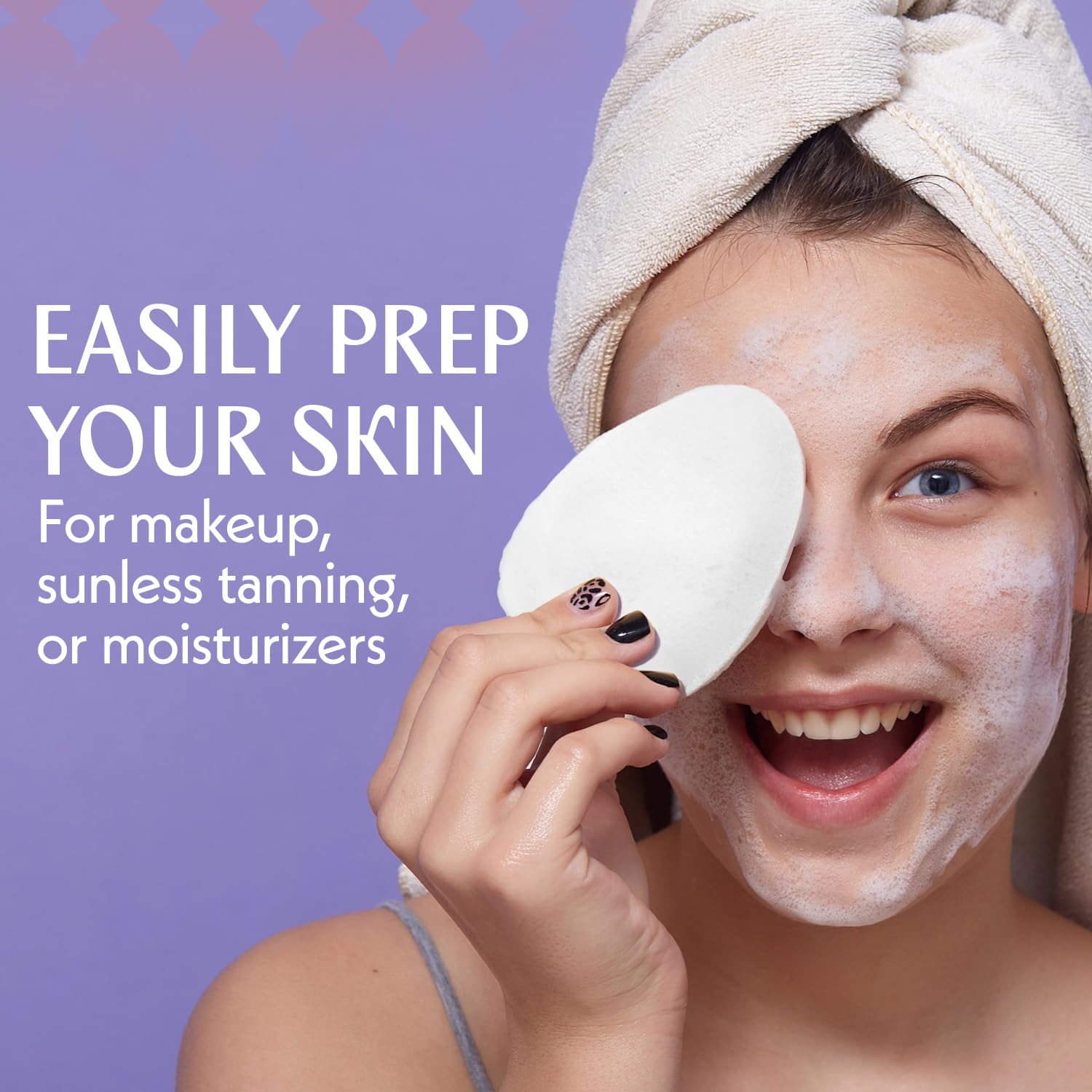 Berkland dual-action makeup remover sponge demonstrates makeup removal and gentle scrubbing for sensitive skin