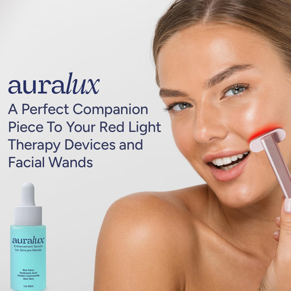 Berkland serum application on cheek demonstrates easy glide for compatible facial wand treatments