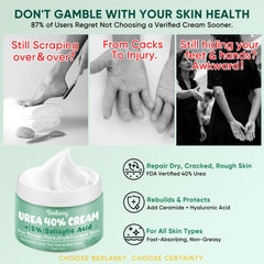 Berlaney Urea Cream applied to feet and heels shows quick absorption