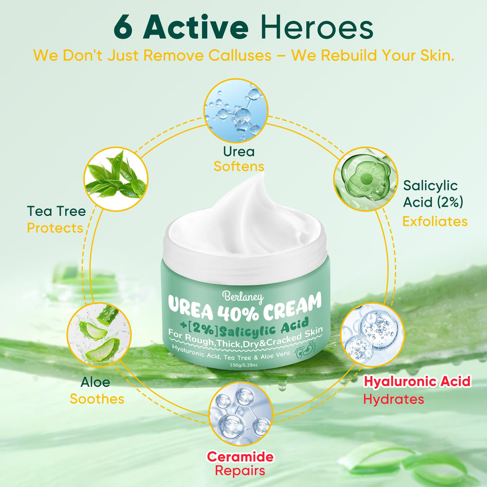 Berlaney Urea Cream with tea tree and aloe soothing skin areas