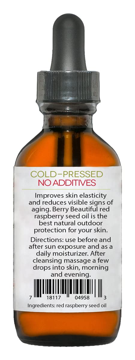 Berry Beautiful Raspberry Seed Oil sustainability badge reflects eco-friendly farming and processing.