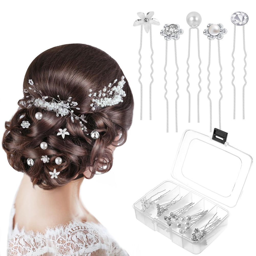 BESARME bridal hair pins with U-shaped crystal accents for elegance