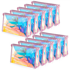 BESARME holographic makeup bags with pink edging for easy glam travel.