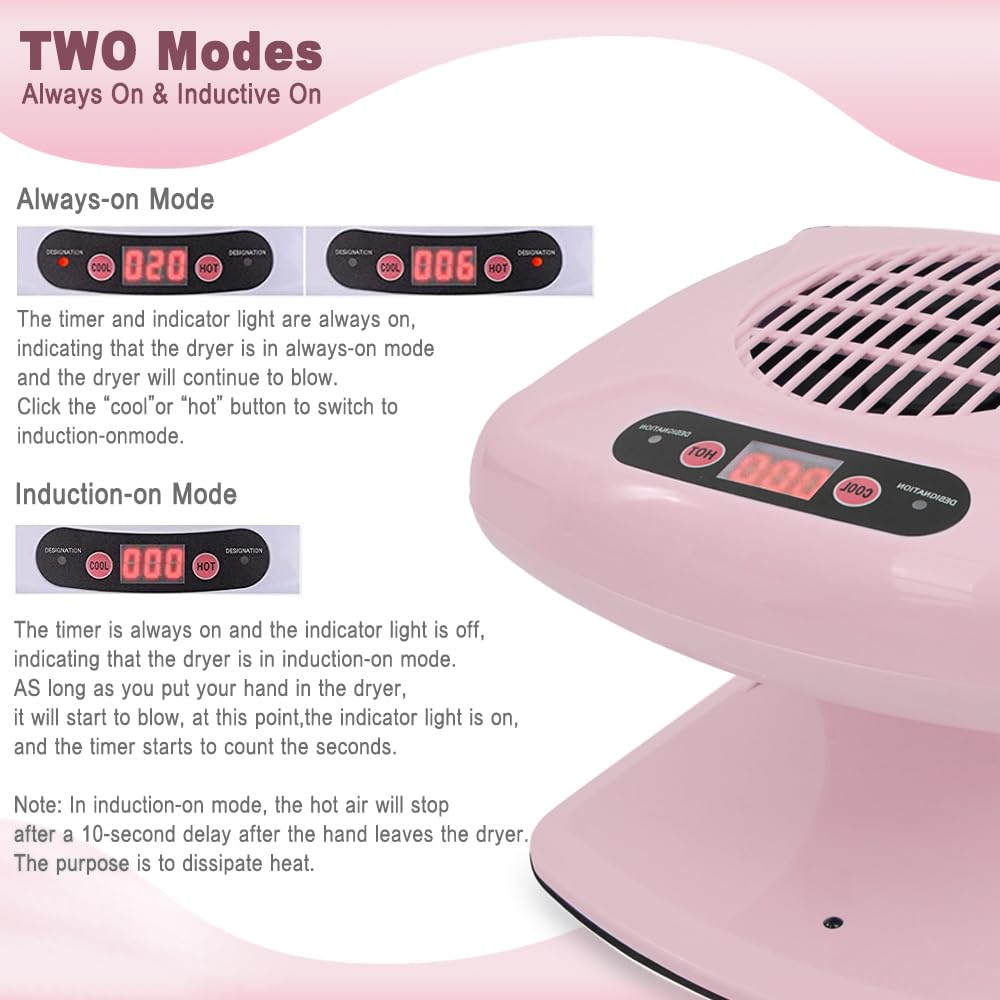 BESFURNITURE Nail Dryer safe-drying offers gentle wind without UV exposure