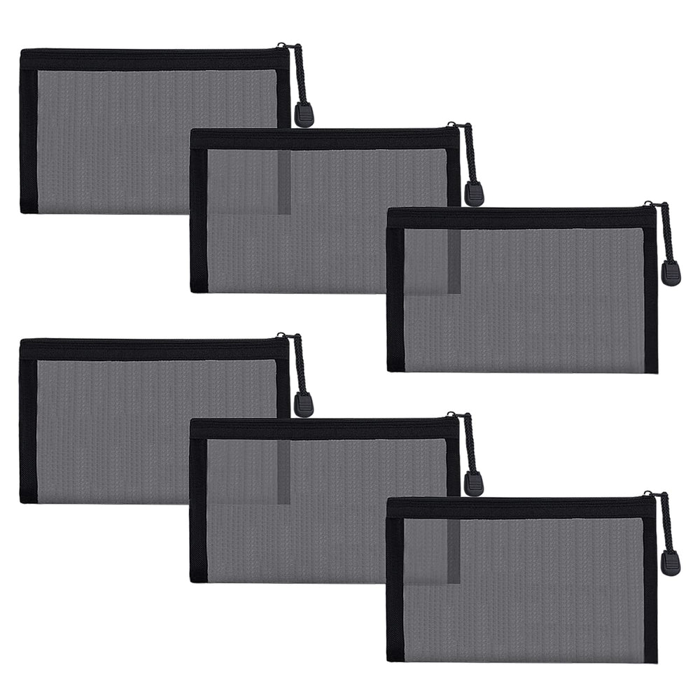 besharppin small mesh cosmetic bags in black offer organized storage with six-piece versatility.
