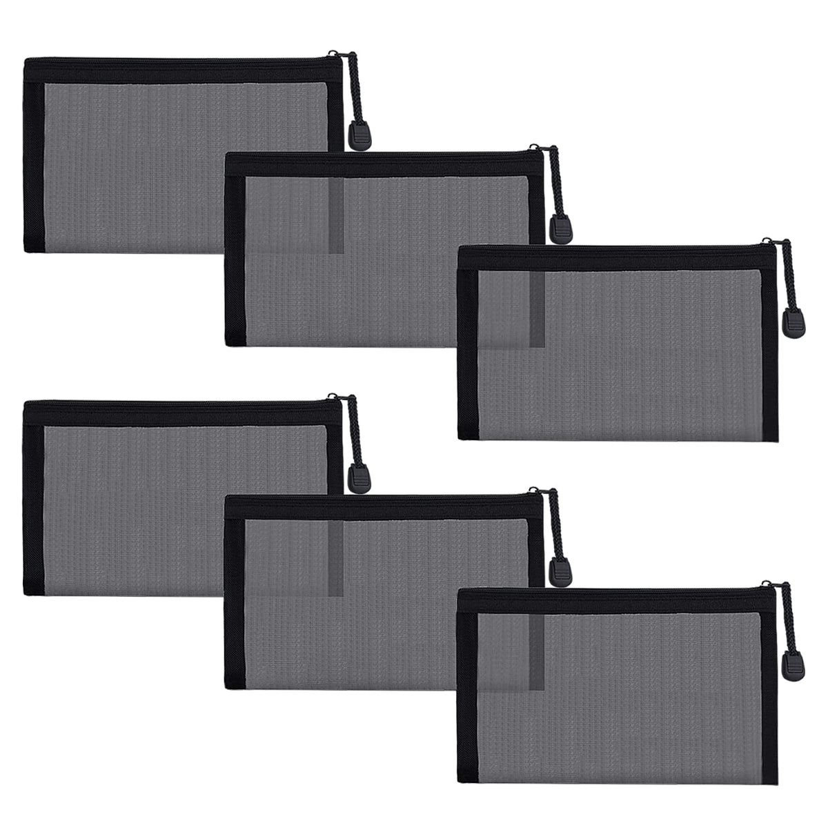 besharppin small mesh cosmetic bags in black offer organized storage with six-piece versatility.