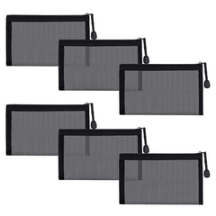 besharppin small mesh cosmetic bags in black offer organized storage with six-piece versatility.