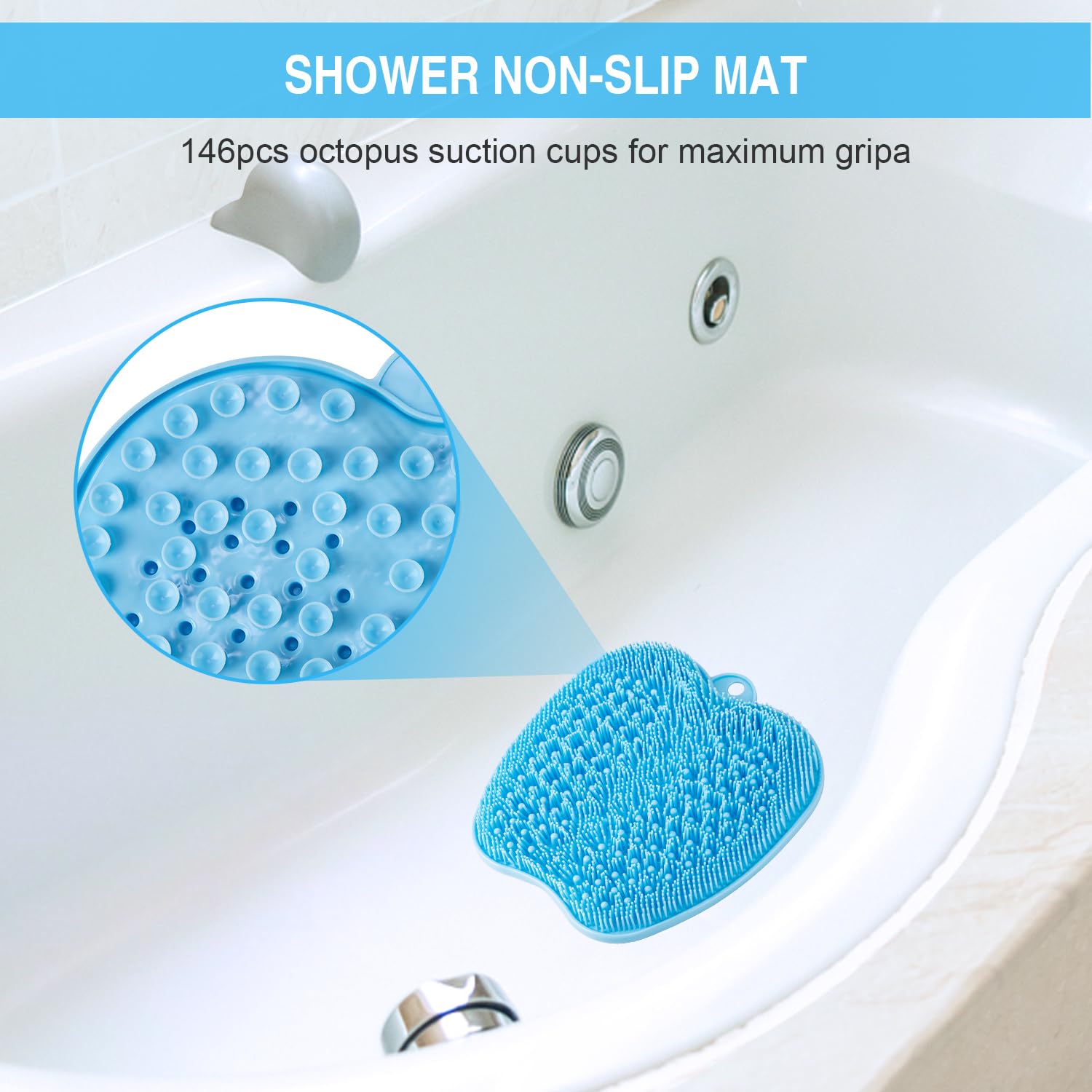 BESKAR foot scrubber mat supports gentle-to-strong massage and circulation-friendly use.
